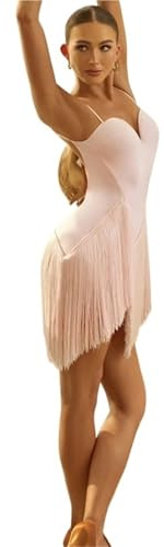 Vestido de Baile Latino con Flecos Vestido Latino de Baile Swing for Mujer Ropa práctica con Flecos sin Espalda para Actuación