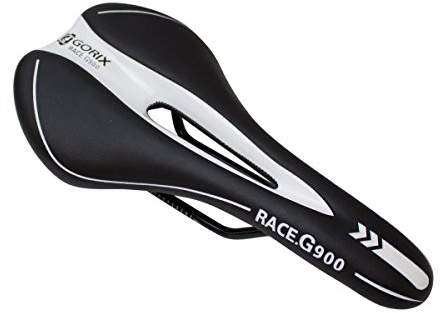 GORIX Siège de Selle de Vélo Modèle de Course Coussin Confortable avec Rail Vélo de Route de Montagne pour Hommes et Femmes (3621A) (Noir × Blanc)