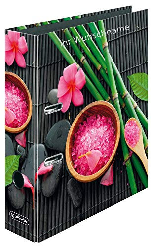 Herlitz Motivordner mit silbergefärbter Gravur / DIN A4 / 80mm breit /  Salt and Bamboo