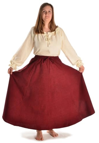 HEMAD Jupe médiévale Duzabel en pur coton rouge, noir, beige, marron, tailles S/M, L/XL, XXL/XXXL, rouge, XXL-3XL
