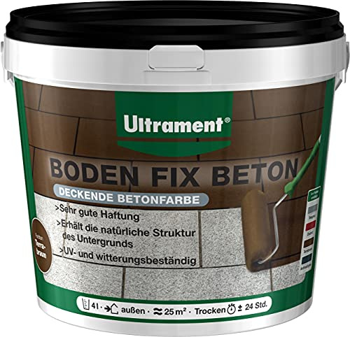 Ultrament Beton Frisch, deckende Betonfarbe, Bodenfarbe, 4 Liter, (Braun)