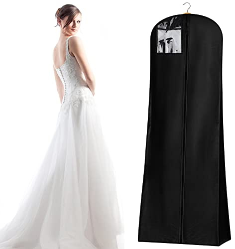 Funda para Vestido de Novia 72 Transpirable Bolsa de Ropa Funda para Vestidos de Novia o de Fiesta, Trajes, Abrigos 180 x 80 x 22cm (Negro)