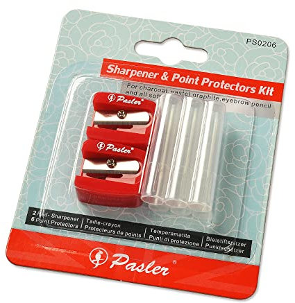 Pasler Pencils Sharpener & Point Protectors Set Ideal for Charcoal,Pastel,Graphite,Eyebrow Pencil and All Soft core Artist Pencils.
