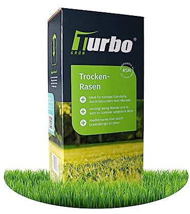 Trockenrasen, Rasensamen, 1kg für 35m², Trockenrasen Samen, Grassamen, Ideal zur Neuanlage, Für sonnig Standorte, Rasensaat, Nachsaat, RSM Qualität, Turbogrün