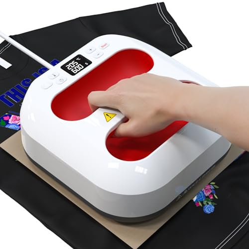 Presse à Chaud Textile 22.8cmx22.8cm/9x9 Portable LED Presse Chauffante avec Minuterie, Chauffage Rapide&Arrêt Automatique DIY Heat Press Machine pour T-Shirts, Sacs Transfert de Chaleur