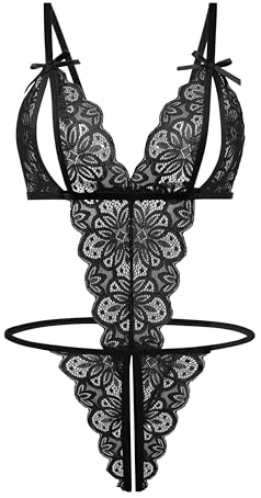 Avidlove Woman Teddy Lingerie Crotchless Body Suits for Women Open Cup Sexy Teddy Bodysuit(Black,XXL)