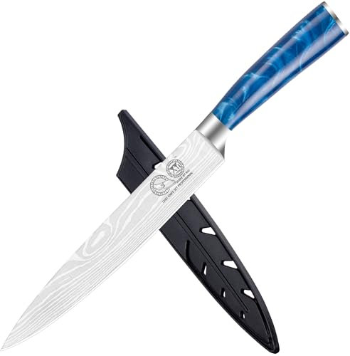 XYJ coltello da cucina, 8 pollici rasoio affilato coltello per affettare, in acciaio inox Brisket intaglio coltello mannaia di carne, cucina professionale chef coltello con copertura