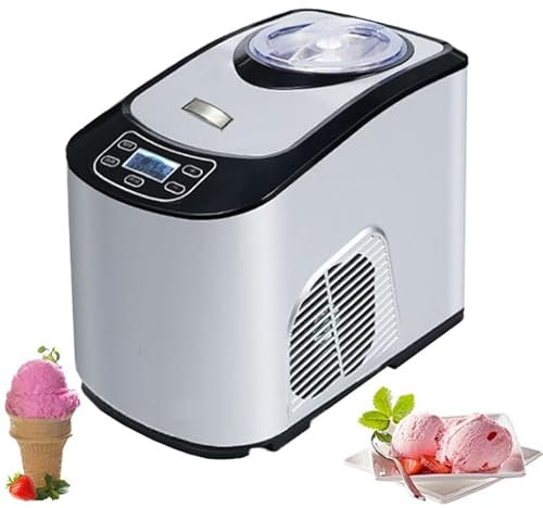Máquina para Hacer Helados sin precongelación, Heladera automática con compresor, Máquina para Hacer Helados Duros y Blandos Inteligente de 1,5 l 140 W, Helado casero 3 en 1, Panel de Control