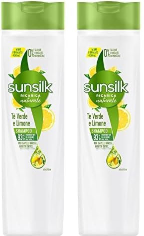 Sunsilk, Shampoo Tè Verde e Limone Detox, Shampoo Purificante per Capelli Grassi, Dona Capelli Leggeri e Puliti Più a Lungo, con Tè Verde Antiossidante e Limone Purificante, 400 ml (Confezione da 2)