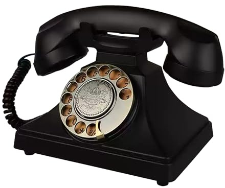 Artisam Retro fast telefon, vintage telefon med sladd, 1930-tal antik roterande urtavla hemtelefon, gammaldags dekorativa hemtelefoner för seniorer, grundläggande roterande telefoner för