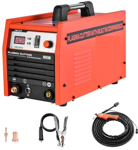 Plasmaskärare, Inbyggd kompressor med luftpump Plasmaskärare Svetsare Inverter Svetsmaskin 70% Duty for legering, koppar, aluminium