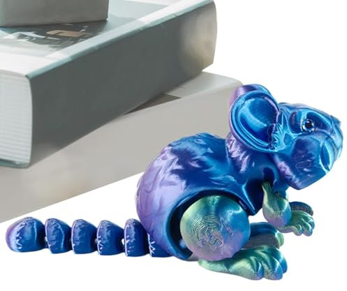 WildHarmony Dreidimensional Bedruckte Spielzeugtiere,Dreidimensional Bedruckte Zappeltiere - Gelenkiger Zappelhamster | Tierische Desktop-Dekoration für Auto, Handpuppe und Zuhause