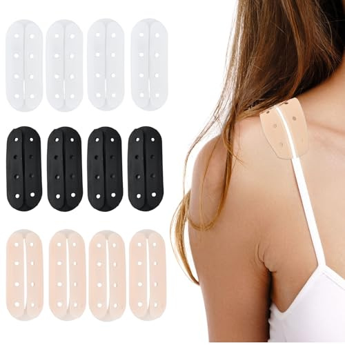 FESSOSKO 6 Paires Soutien-Gorge de Soutien, Coussinets en Silicone pour Soutien-Gorge, Antidérapants Bretelles Souples pour soulager Les épaules, Convient aux Femmes et aux Filles
