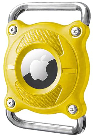 LIUYIDM Impermeabile Collare Cane con Fibbia Metallica Staccabile Porta Cane 4 cm di Larghezza Collare GPS per Cani, Compatibile con Apple (Giallo)