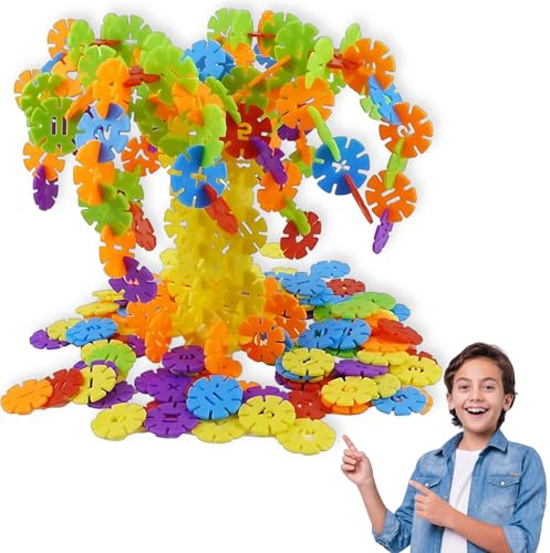 800 Steckblumen, Schneeflocken Bausteine, Steckbausteine Kinder, montessori schneeflocken bausteine,Montessori Lernspielzeug, Building Blocks für Kreative Ideen, Bauspielzeug für Kinder ab 3 Jahren, 3