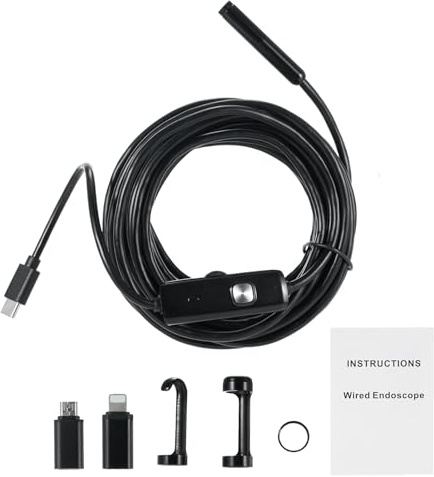 Caméra endoscopique Industrielle à Double Objectif, résolution HD 1920P, caméra d'inspection étanche IP68, caméra Serpent Semi-Rigide de 16,5 Pieds, 8 + 1 lumières LED, 3,5 m, (1m)