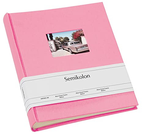 Semikolon 360348 Foto-Album Medium Finestra - 21,6x25,5 cm - 80 Seiten cremefarben, für 160 Fotos - flamingo pink