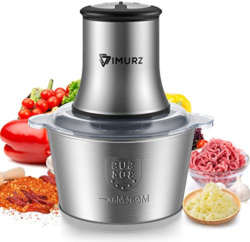 2L Electric Mini Food Chopper Food Processor Meat Grinder,4 Bi-Level Blades,500 W Stainless Steel Bowl Kitchen Mincer Blender for Meat, Vegetables, Fruits, Onion and Nuts，Garlic Baby Food