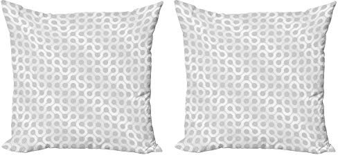 ABAKUHAUS Grau und Weiß Kissenbezug Set (2Stück), Rund Oval Pattern, doppelseitiges Digitaldruckdekor mit Reißverschluss, 60 cm, Grau weiß