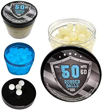 SSR 100 x Blue Night Vision Fluorescent Silicon Rubber Balls Paintballs Glowing in The Dark in 50 Cal. for Training and Self - Home Defense