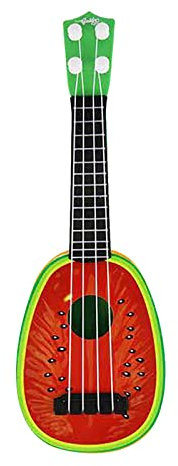 Alecony Kindergitarre 4 Saiten Ukulele Gitarre Spielzeug, Frucht Saiteninstrumente Musik Pädagogisches Spielzeug Musikinstrument Geburtstag Geschenke für Kinder Anfänger (Wassermelone)