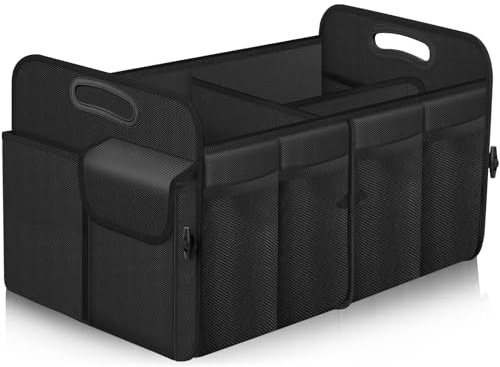 Femuar Car Trunk Organizer, Trunk Storage Organizer with 72L Large Capacity Waterproof Collapsible and 11 Pockets, Trunk Organizer for Suv/Jeep/Sedan, Large Size, Black