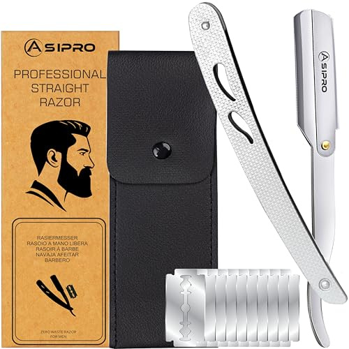 Rasoir à Barbe Homme avec (20 Demi Lames)10 Rasоir Lame Coupe Choux Professionnel et Étui de Protection Rаsoir Coupe Choux Barbe Manuel Rаsoir Barbier Professionnel Rasoir à Barbe Traditionnel