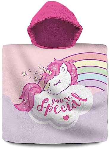 SRV Hub Unicorn Hooded Towel Poncho for Kids- 120x60cm| Beach Towel Swimming Pool Bath Towel| Surfing Towel Bathrobe for Girls Children Toddler 3-6 Years