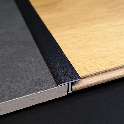 Tira de transición de suelo de vinilo negro, moldura en T de 2,2 cm de ancho Umbral de aluminio for moqueta/baldosa, reductor de entrada extra largo de madera a baldosa ( Size : Length 130cm/51 in )