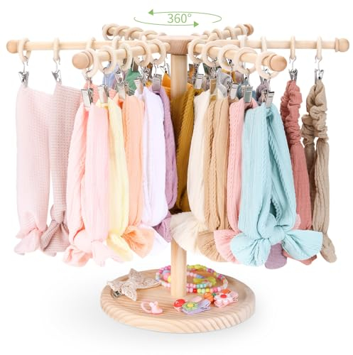 POVETIRE Haarreif-Halter – drehbarer Haar-Accessoires Organizer und Schleifenhalter – Baby-Geschenkliste und Babyparty-Liste für Kinderzimmer Dekor