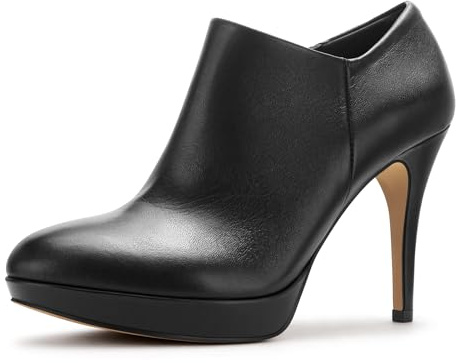 Viciously Vixen Women's Platform Booties Stiletto Ankle Boots High Heel Booties Winter Dress Shoes, Black Pu, 8