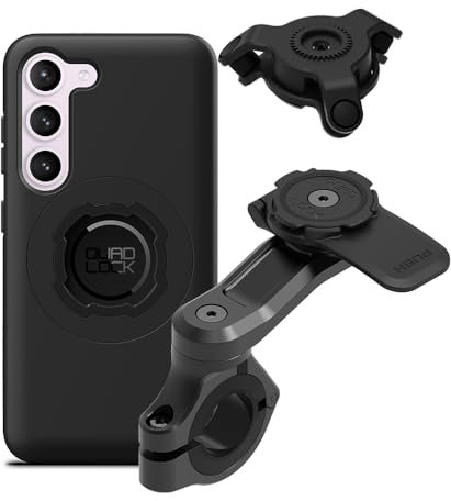 QUAD LOCK Soporte de Teléfono para Manillar de Moto Pro con Amortiguador de Vibraciones y Funda mag para Galaxy S23