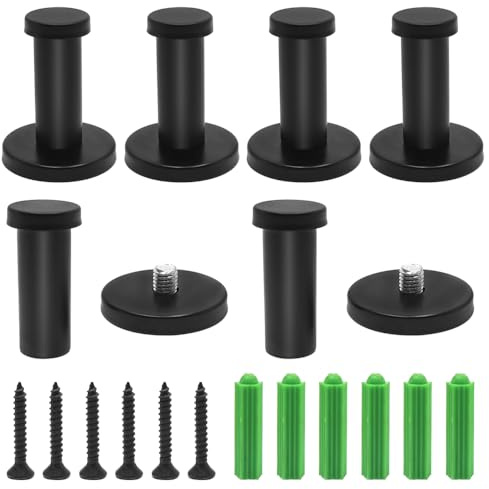 lyualma 6 Pièces Rond Crochets Muraux Noire Mate, Crochets Muraux en Acier Inoxydable, Patères Murales Rondes de Serviettes de Salle de Bain, pour Objets Suspendus