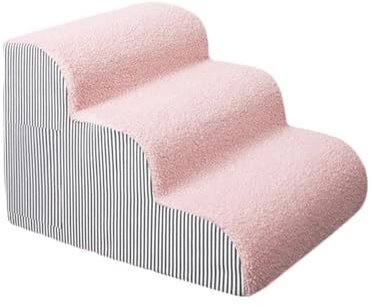 Escaleras Rosas para Perros, para Cama, Escalera Antideslizante de 2, 3 o 4 peldaños para Perros pequeños y Gatos, Escalera extraíble y Lavable para Mascotas, Ideal para sofá, Cama e Interior