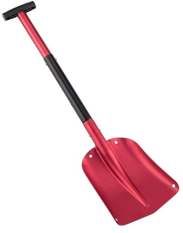 Aluminum Collapsible Snow Shovel, 3-Piece Portable Emergency Shovel, Lightweight Sport Utility Shovel for Car, Camping, Outdoor & Snow Removal, Matte Red