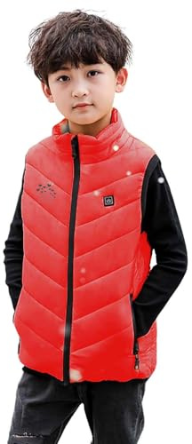 Veste Chauffant USB Garçons Et Filles, Blouson Chauffant Avec Plusieurs Zones De Chauffage Pour Le Ski, La Pêche Sur Glace Et D'autres Activités Gilet Chauffante Charge USB Pour Enfant 4 Ans à 14 Ans