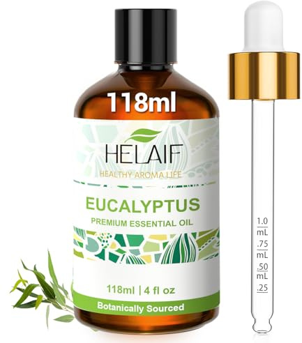 Olio Essenziale di Eucalipto 118ML-4 Fl.Oz Naturale, Non Diluito per Diffusori Aromaterapia, Massaggi, Cura Corpo e Capelli, Creazioni Profumate