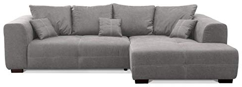 CAVADORE Mavericco Canapé d'angle XXL avec Coussin Gris 285 x 69 x 170 cm
