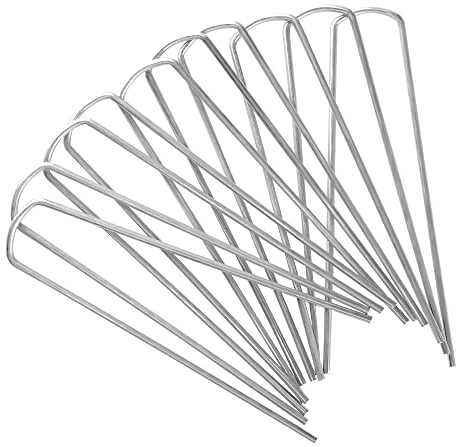Besto Picchetti da giardino resistenti in metallo zincato per campeggio, fissaggio di tessuto anti-erbacce, membrana, reti, vello e tappeto erboso, confezione da 10