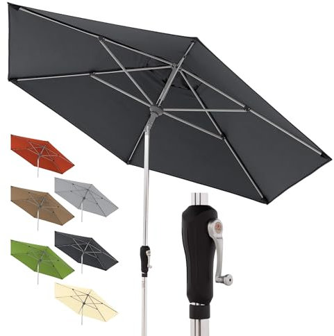 Doppler Sonnenschirm für den Garten SL-AZ Auto Tilt 275 cm Anthrazit I Gartenschirm knickbar I Kurbelschirm mit UV-Schutz 80+ I Kurbelschirm aus Aluminium I regenabweisendes Polyester-Schirmdach
