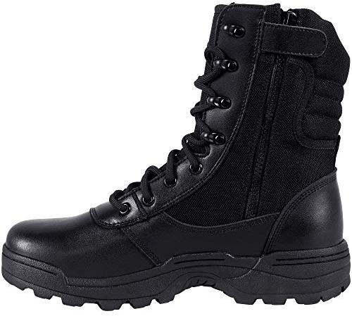 RIELD Men's Military Tactical Work Boots Side Zipper Jungle Army Combat Boots,Black,8.5 M US