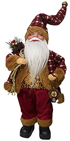 shiftX4 Standing Santa Claus Figure, 17Inch/45cm Santa Claus Doll Christmas Decorations, Father Christmas Ornaments Statue Figurine for Family Christmas