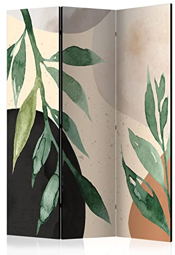 murando Decorative Room Divider Leaf 135x172 cm / 54x68 Single-Sided | Folding Screen 3 Panels Room Partition Non-Woven Canvas Print Opaque Photo Display Nature Meadow like painted