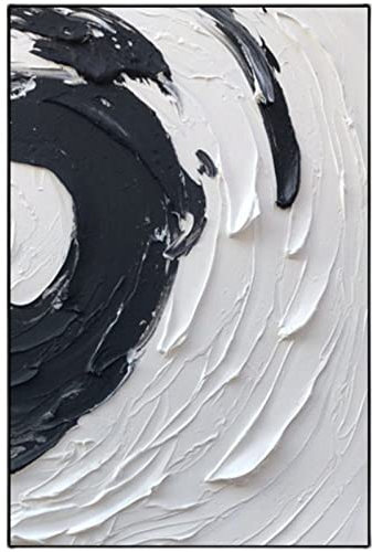 Quadri Dipinti A Mano, Nero Bianco Spessa Trama Semicerchio Minimalista Arte Astratta Moderna Opere D'Arte Dipinti A Mano Dipinti Ad Olio Su Tela Wall Art Per Soggiorno Camera Da Letto Ufficio Home