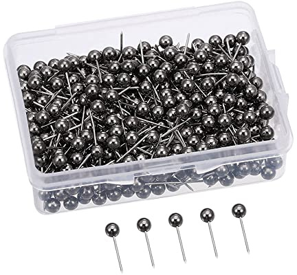 200 st runda plasthuvuden tryckstift huvud tryckstift karta tacks ritstift kartstift för pinboard tumstift (svart)