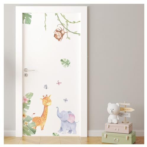 Little Deco Türaufkleber Safari Tiere ohne Namen Wandsticker Baby Kinderzimmer Wandtattoo selbstklebend Türsticker Wanddeko DL878-2