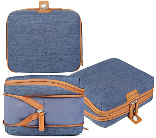 Nordace Juego de organizadores de viaje para hombres y mujeres, 2 cubos de embalaje y 1 bolsa de lavado, duradero y resistente al agua (azul)