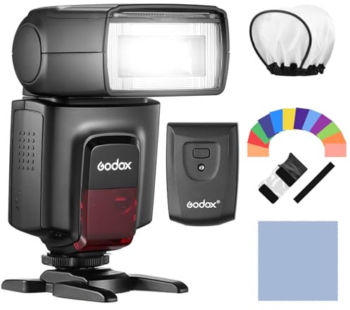 GODOX TT560II Flash de cámara Universal Speedlite, Flash de cámara de Zapata estándar GN38 2.4G Disparador con transmisor de Disparo de Repuesto para Canon, Sony, Nikon, Panasonic, Olympus, Pentax