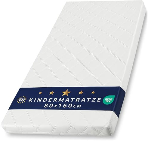 Matratze Kinderbett Mattress 80x160 cm Kindermatratze für Babybett Reisebett Beistellbett und Gitterbett Kinderbettmatratze Bettmatratze für Baby und Kinder 80 x 160 Oeko-Tex