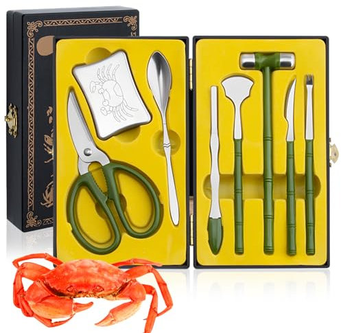 8 Piece Set Stainless Steel Seafood Tools Set;Crab Leg Crab Crackers Tools;Seafood Scissors Tools;Lobster Seafood Crackers;Oyster Shucking Knife;Seafood Cracker Forks Scissors Set